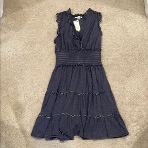 Max Studio Black Ruched Tiered Midi Sundress size S NWT